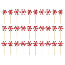 (red, One size) 30pcs Christmas Dessert Toppers Snowflake Cake Decoration Christmas Cupcake Topper