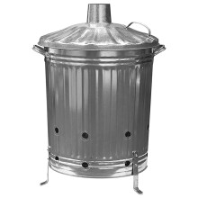 1 x 90L Galvanised Metal Incinerator Fire Burning Bin with Special Lid