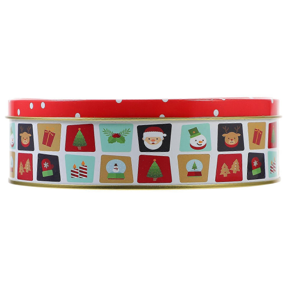 Kricely (Picture 1, One Size) Christmas Tinplate Cookie Tin Candy Biscuits Treat Box Small Case For Xmas Party Favor
