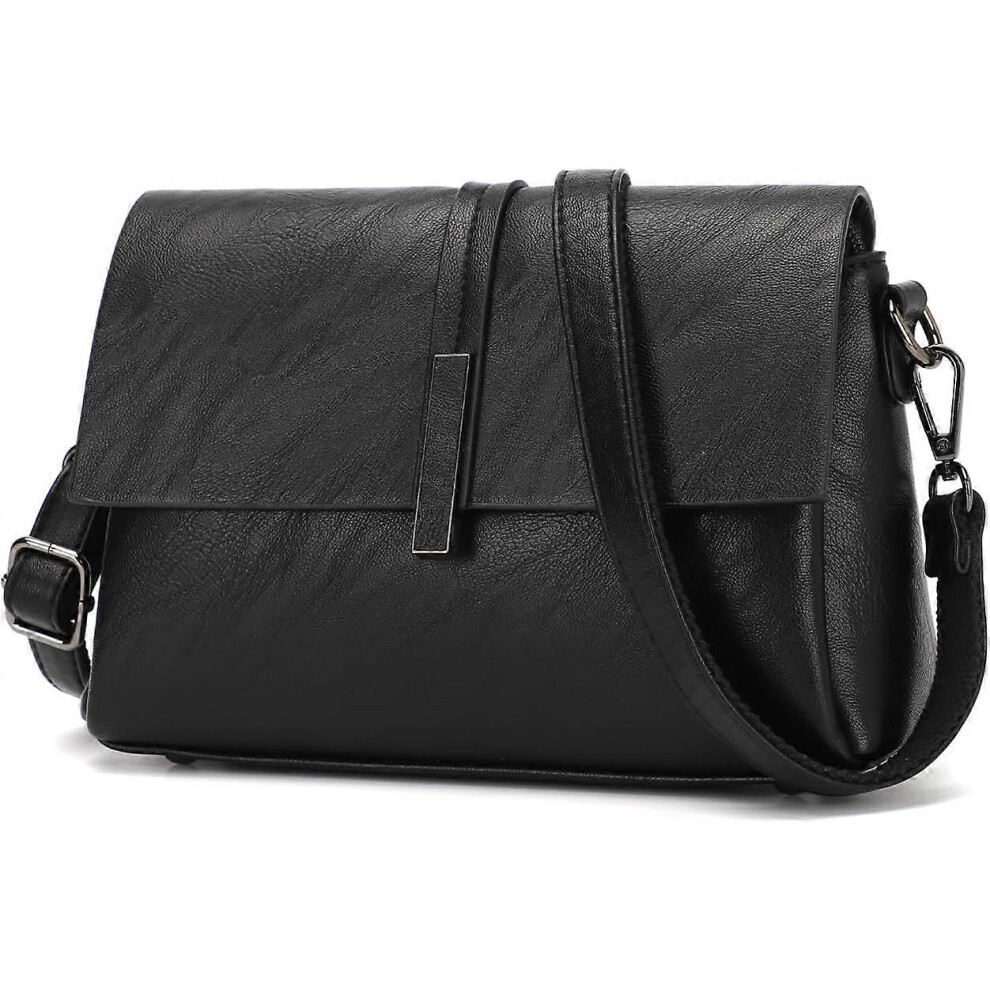 (Black) Crossbody Bags for Women, PU Leather Purses Trendy Designer Handbags Evening Clutch Shoulder Bag