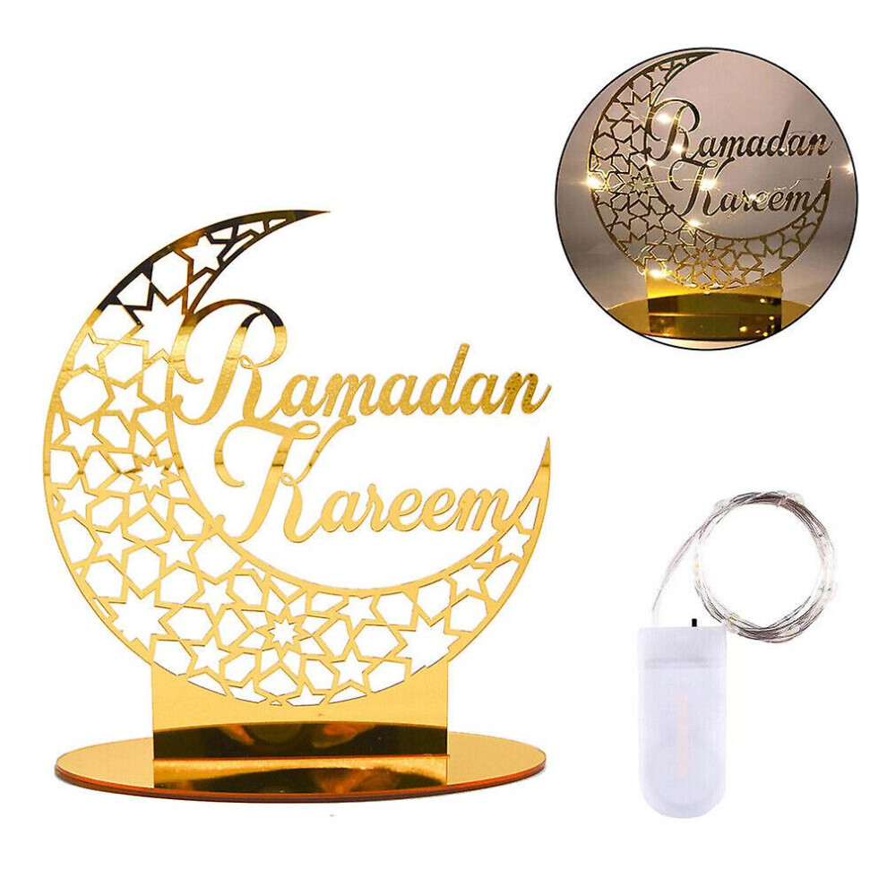 Ramadan Eid Mubarak Decoration Mosque Muslim Table LED Moon Islam Acrylic Decor