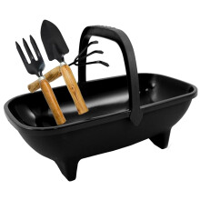 1 x Garden Trug 53cm Black Plastic Basket Plant Pot With Handle
