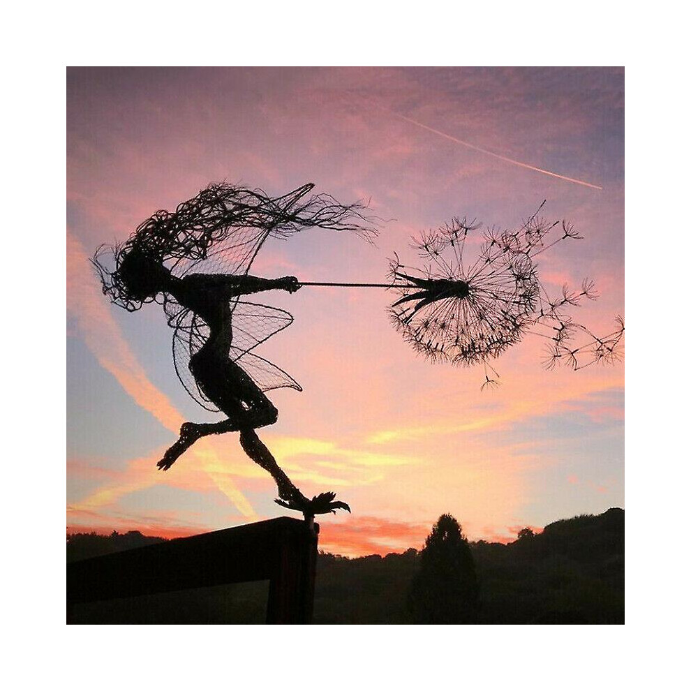 Outdoor Fairies Dandelions Dance Together Statue Garden Ornament Sculpture Decor