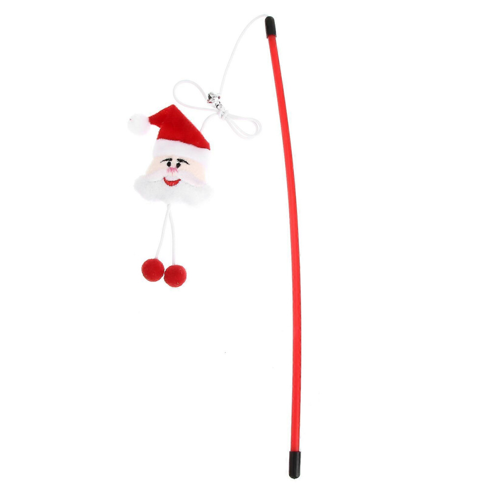 Kricely (As Show, One Size) 2Pcs Interactive Pet Toys Cat Teaser Sticks Cat Teasing Toys Xmas Cat Teasers