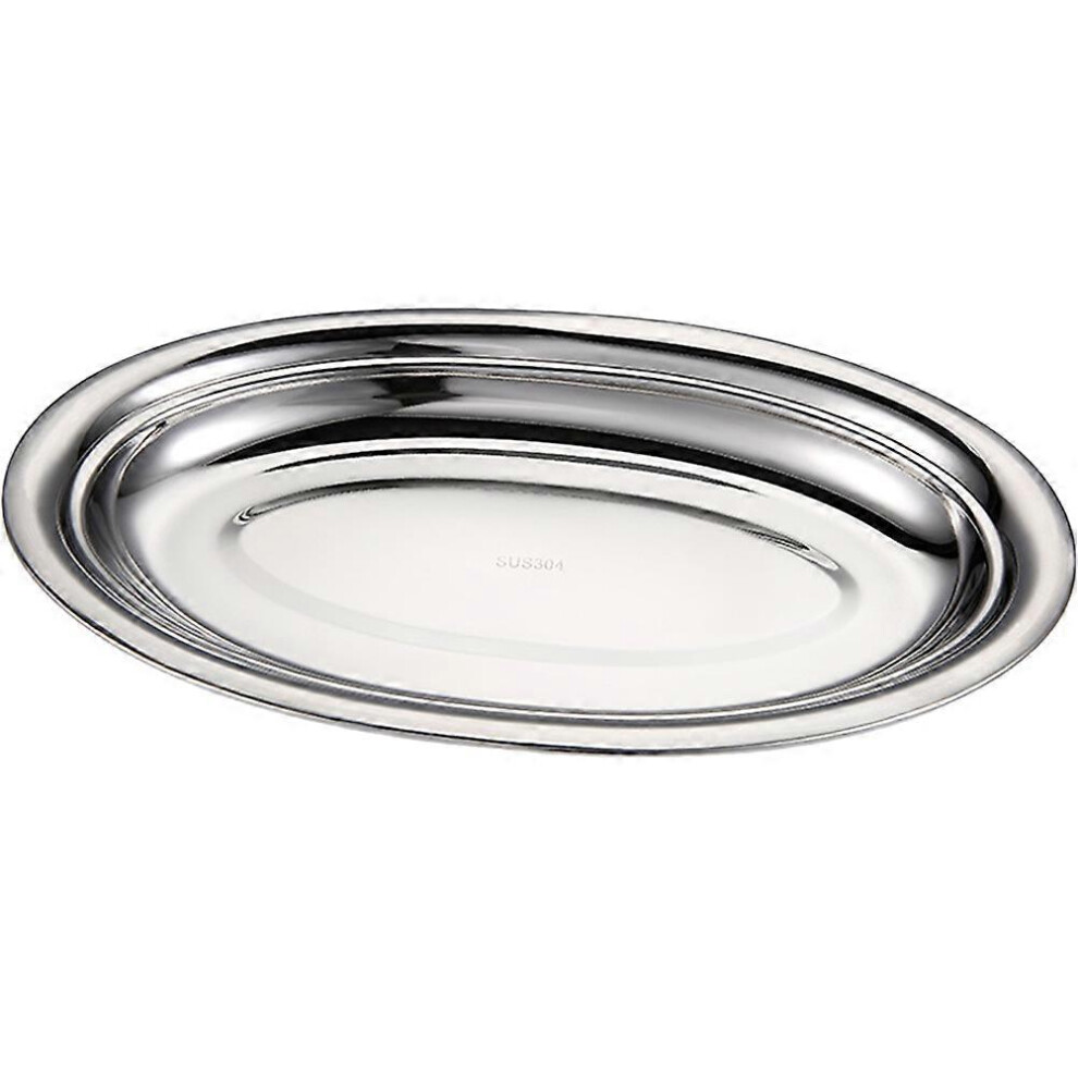 Kricely (As Show, One Size) Oval Serving Plate Stainless Steel Dish Food Serving Plate Household Snack Plate