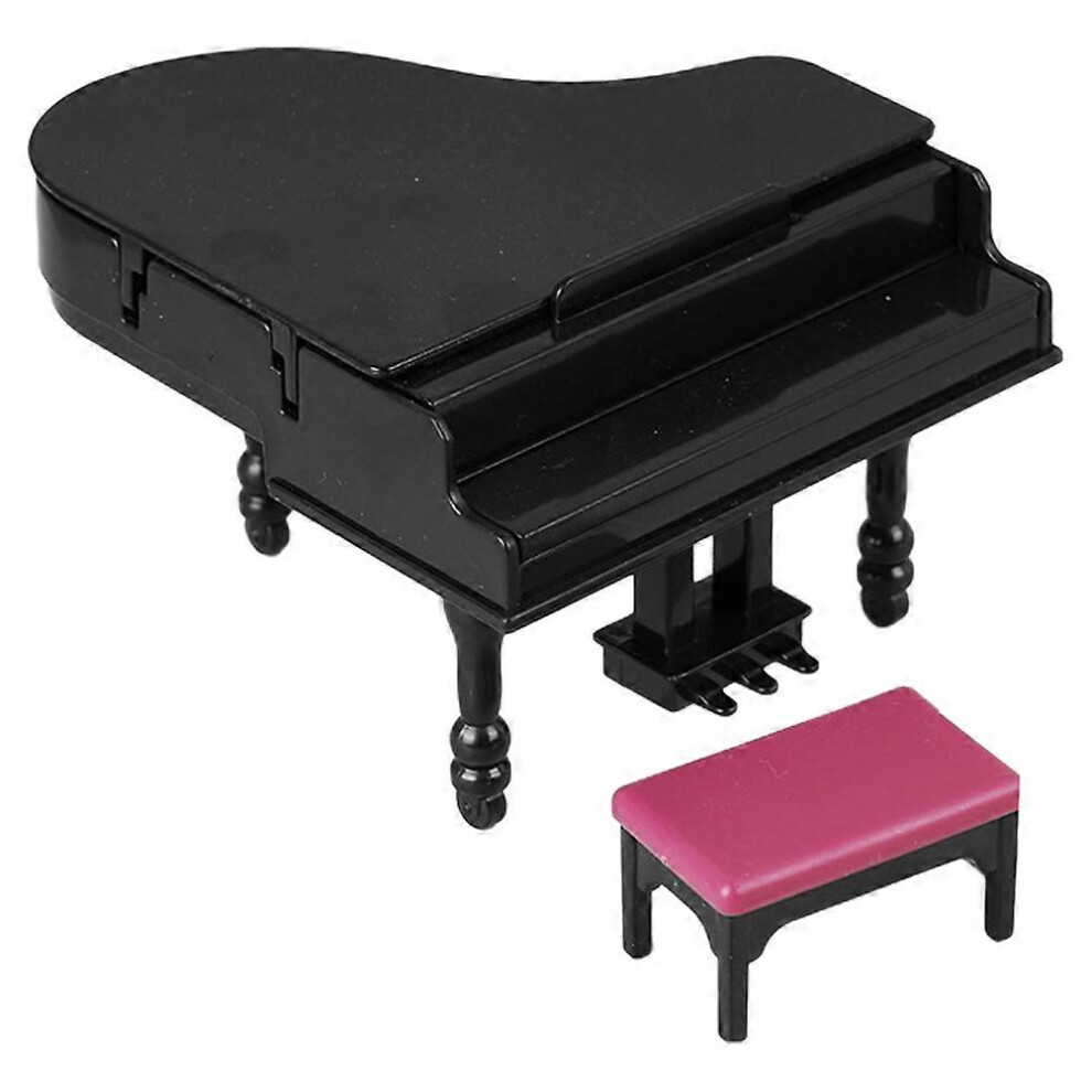 Kricely (As Show, One Size) 1 Set Mini House Piano Stool Doll House Musical Instrument Doll House Adornments