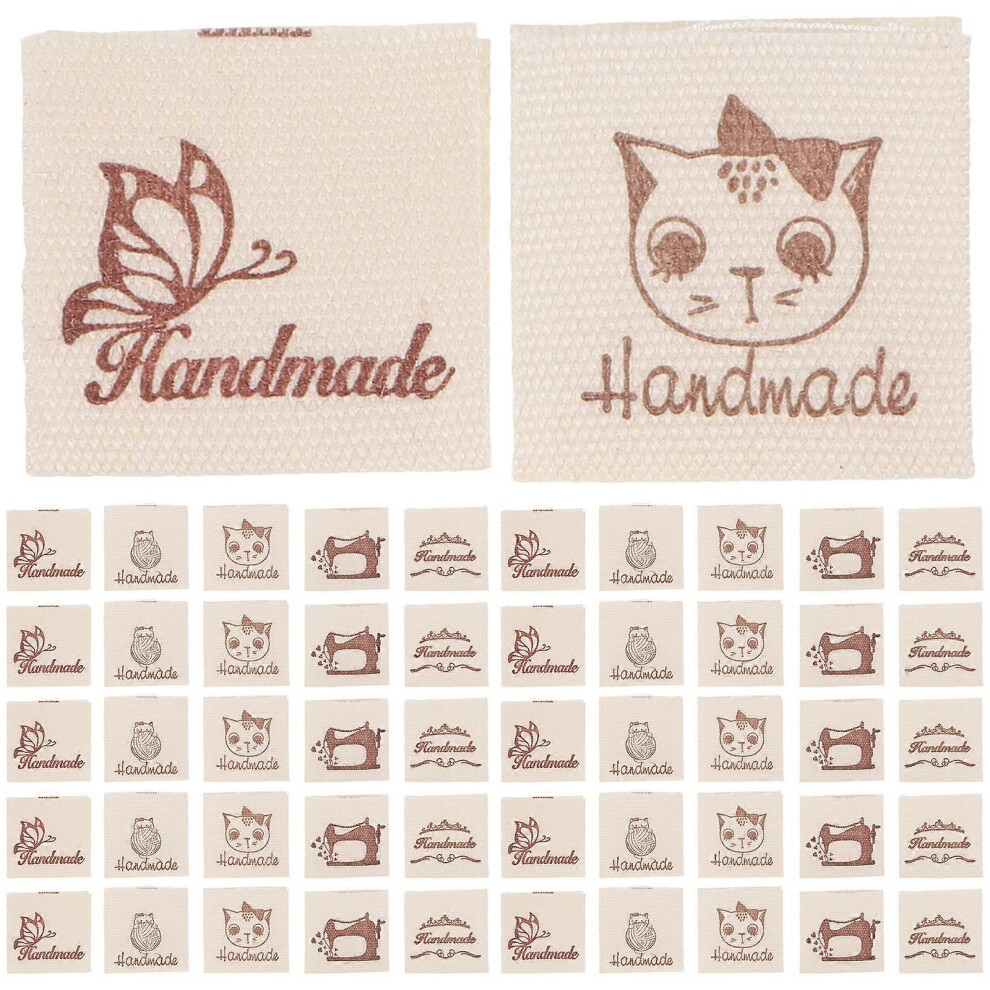 Kricely (As Show, One Size) 100Pcs Handmade Woven Sewing Labels Handmade Sewing Labels Embroidered Label Tags For Clothing Garment