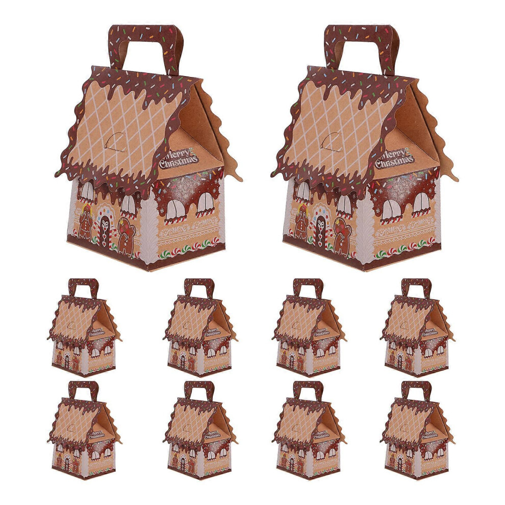 Kricely (As Show, One Size) 10Pcs Christmas Gingerbread House Cookie Box Cute Party Favor Boxes For Cookies Candies And Treats For Holiday Decorations And Fam