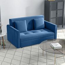 HOMCOM 2-Seater Sofa Bed Convertible with 130x67.5cm Storage, Blue - 2 Cushions Included (839-845V70DB)
