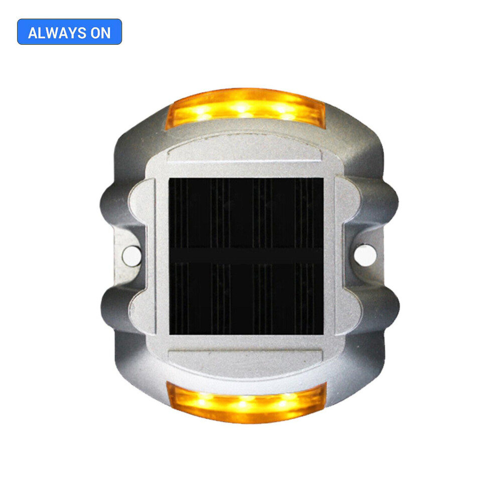 (Always bright Yellow) 6LED Solar Dock Light Pathway Warning Driveway Marker Lamp Path Deck Lights IP67