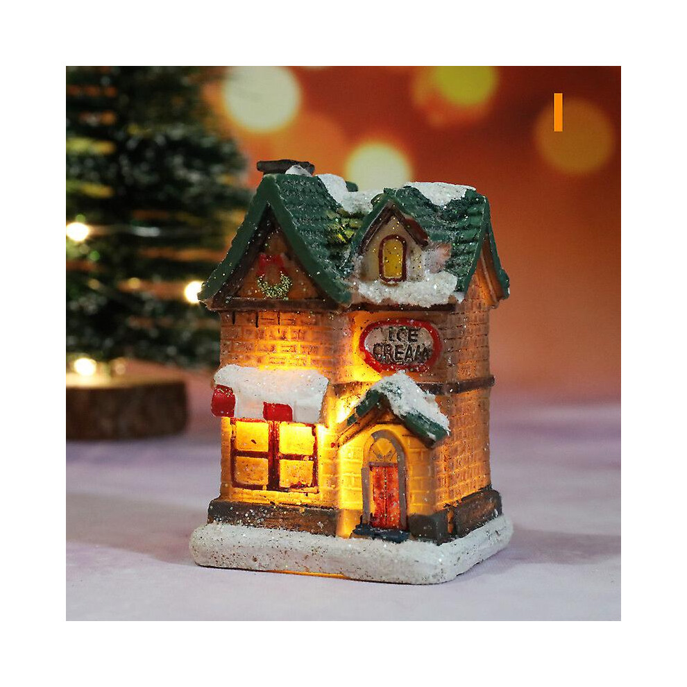 (I) Christmas Decor House Statue LED Lawn Yard Light Outdoor Garden Decor