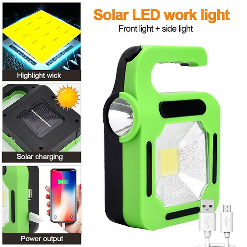 USB Rechargeable COB Work Torch Flood Lamp Solar Camping LED Inspection Light