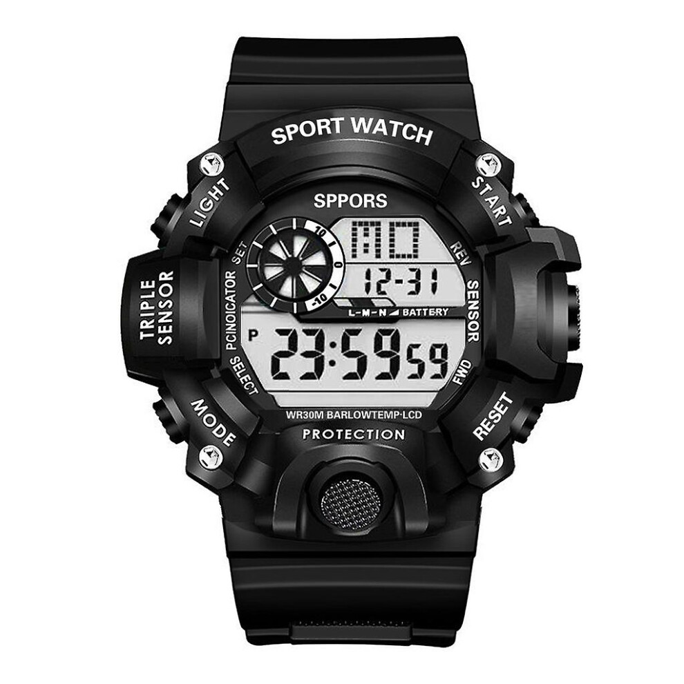 (Black) Men's Sport Digital Wrist Watch Quartz Wrist Date Waterproof Trendy Students