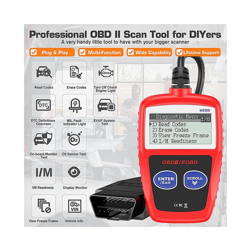 Automotive OBD Code Reader OBD2 Scanner Car Check Engine Fault Diagnostic Tool