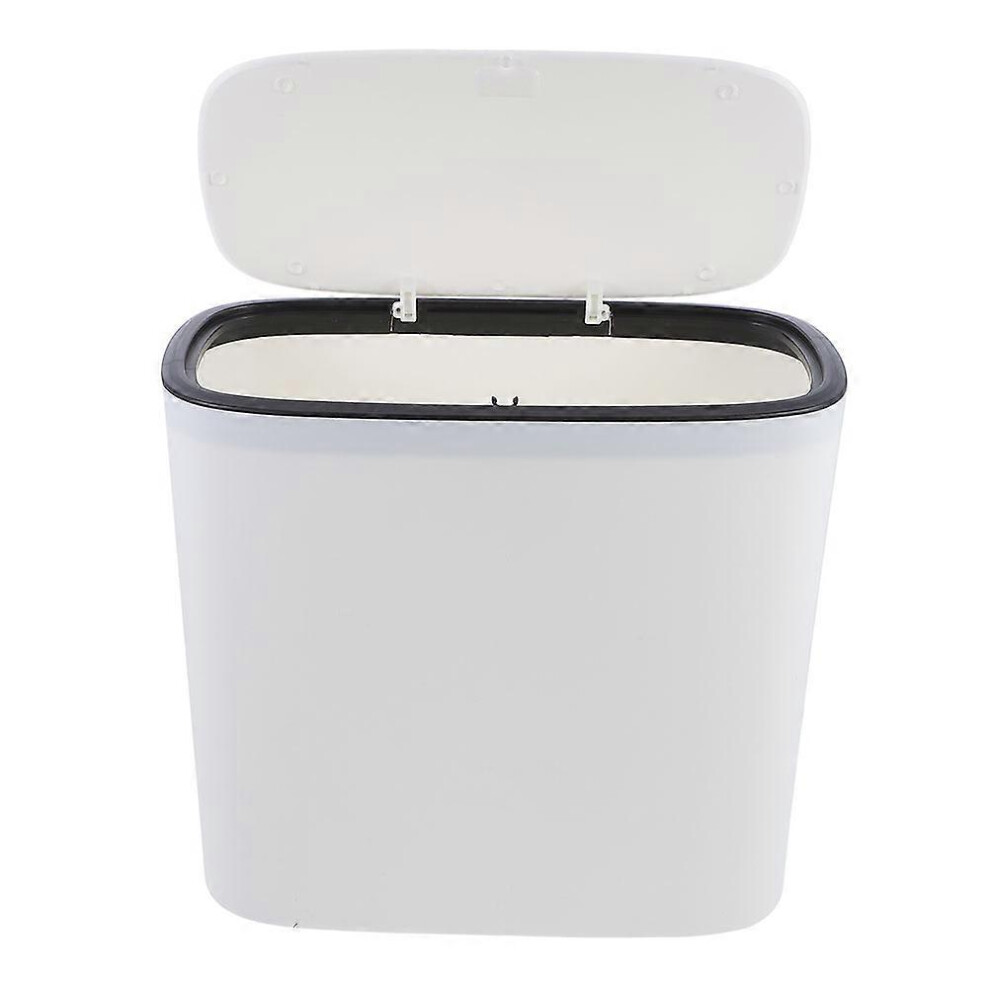 Kricely White (As Show, One Size) Household Trash Container Press Type Waste Basket Lidded Trash Can (White)