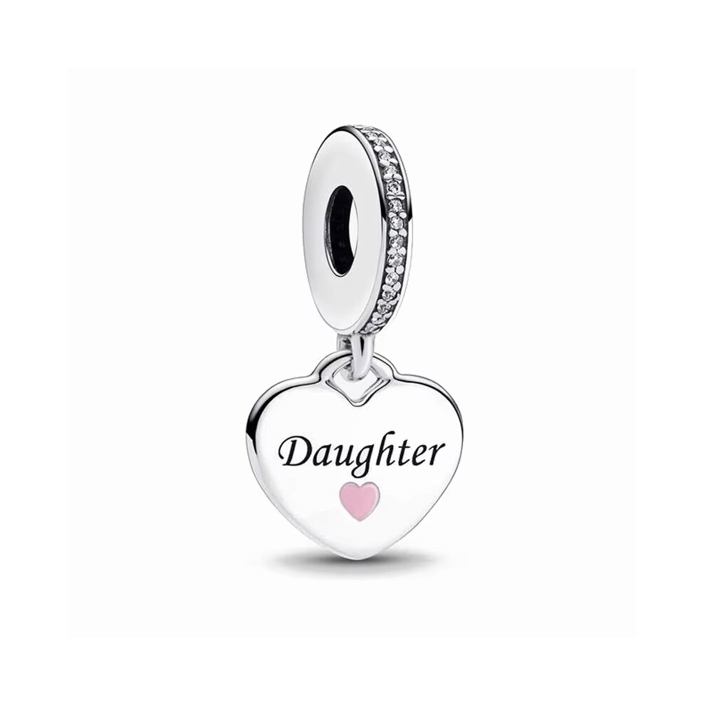 Pandora pink heart daughter dangle charm 925 Sterling silver