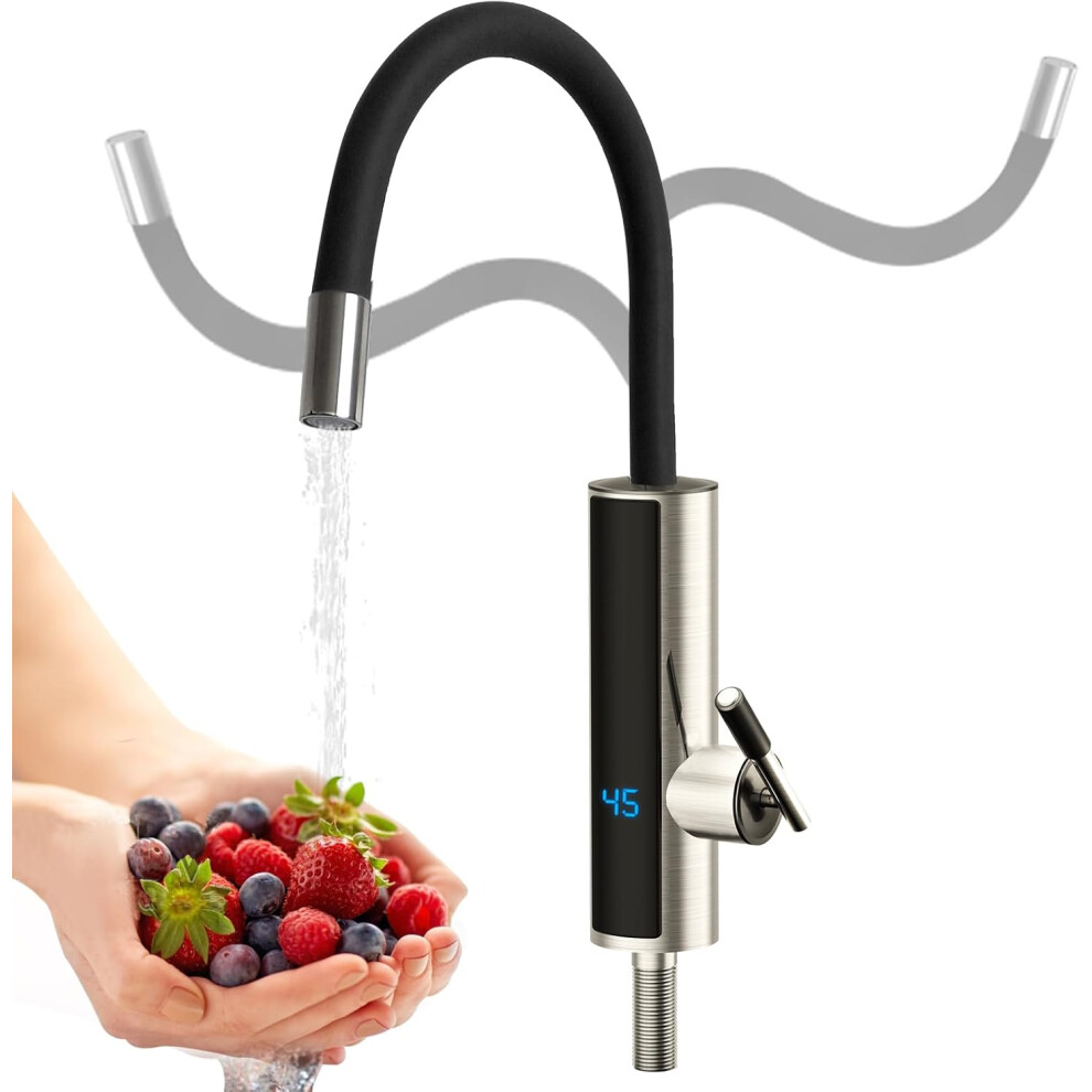 Instant Hot Water Faucet Electric Water Heater Faucet Supply Hot and Cold Water with LED Digital Display 360 Rotatable Faucet for Home Kitchen Sink