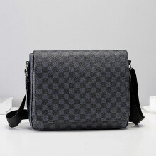 (Black, One size) Leather Plaid Shoulder Crossbody Bag VEU