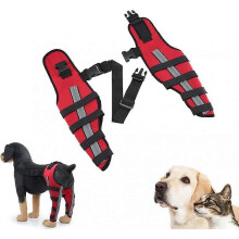 (M, Blue) Dog Knee Brace, Dog Double Rear Leg Brace With Reflective Seat Belts, Adjustable Dog Back Leg Brace For Acl Wounds CLE