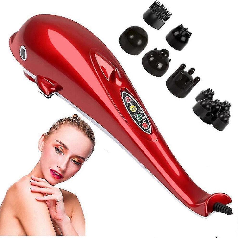 (Type A, One size) Electric Dolphin Massager Back Massage Hammer Vibration Infrared Stick Roller Cervical Body Massage UJV