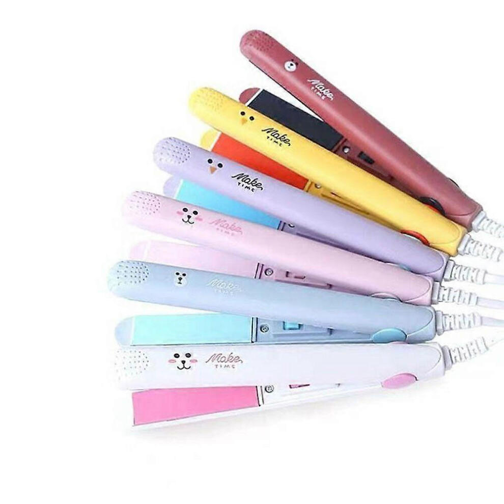 (UK Plug, Pink) 2 in 1 Mini Hair Straightener Curler Ceramic Tourmaline Plate Iron Beauty Sty WIT