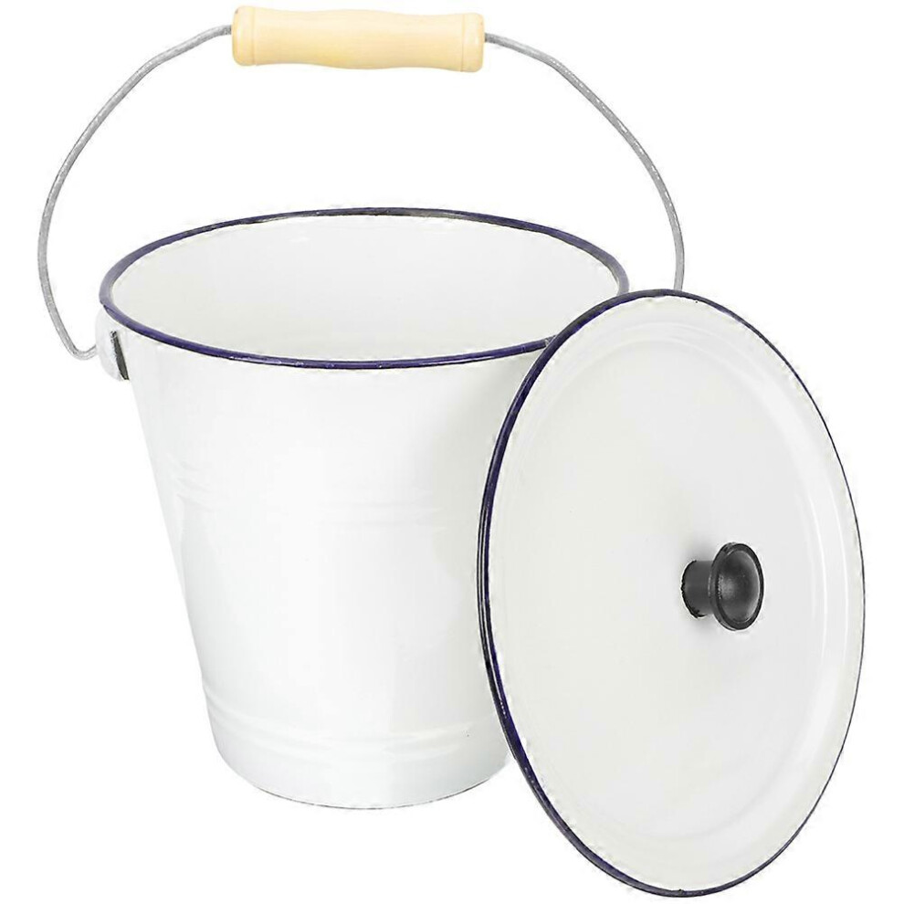 Kricely (As Show, One Size) Enamel Bucket Serving Bucket Liquid Container Milk Storage Buckets Household Supply