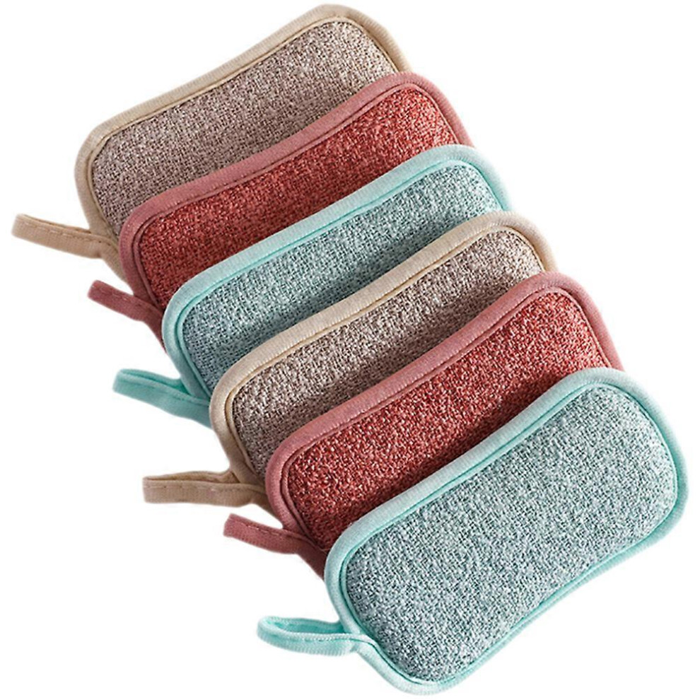 Kricely (As Show, One Size) 6Pcs Kitchen Dish Cleaning Sponges Household Scrub Sponges Linen Convenient Dish Sponges