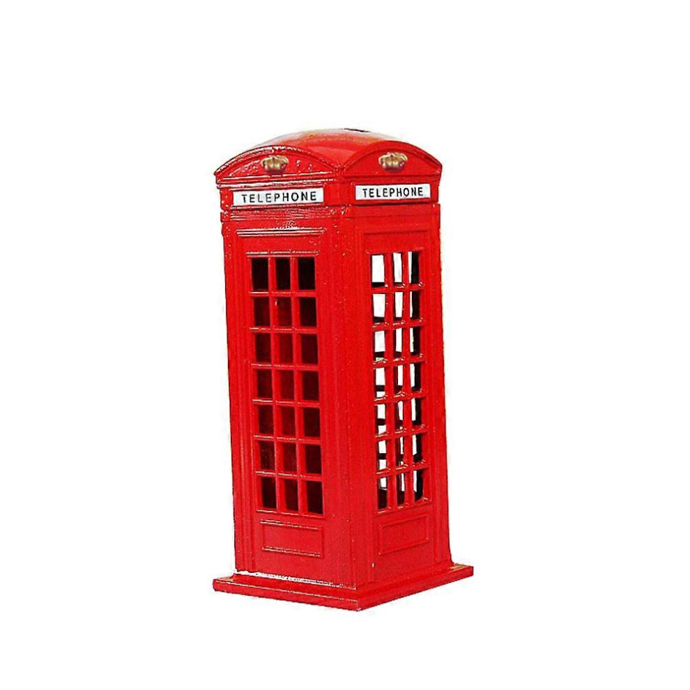 Kricely (As Show, One Size) 13Cm Decoration London Telephone Booth Money Box Mailbox Ornament Piggy Bank Metal Crafts Decoration