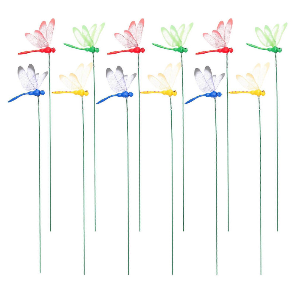 Kricely (As Show, One Size) 12Pcs 3D Dragonfly Garden Decor Simulation Dragonfly Stakes Garden Stakes