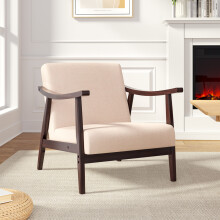 Wooden Single Armchair Sofa Accent Chair Fabric