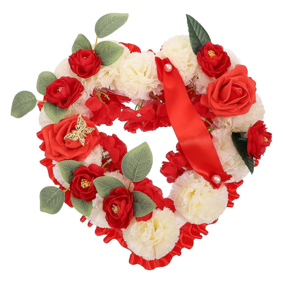 Kricely (As Show, One Size) 1 Set Of Heart-Shaped Memorial Wreath Cemetery Sacrificial Supply Simulation Wreath