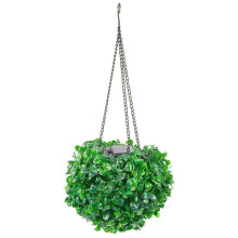 (As show, One size) Solar Lighted Plant Topiary Ball LED Hanging Ball Lamp Artificial Topiary Ball Decor