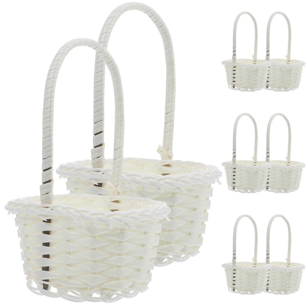 Kricely (As Show, One Size) 8Pcs Plastic Rattan Baskets Pastoral Style Small Flower Baskets Fruit Picking Baskets