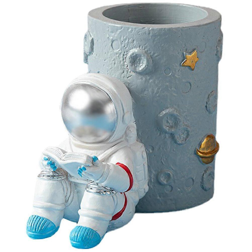 Kricely (As Show, One Size) Astronaut Pen Holder Pencil Holder Astronaut Figurine Resin Crafts Desktop Decoration