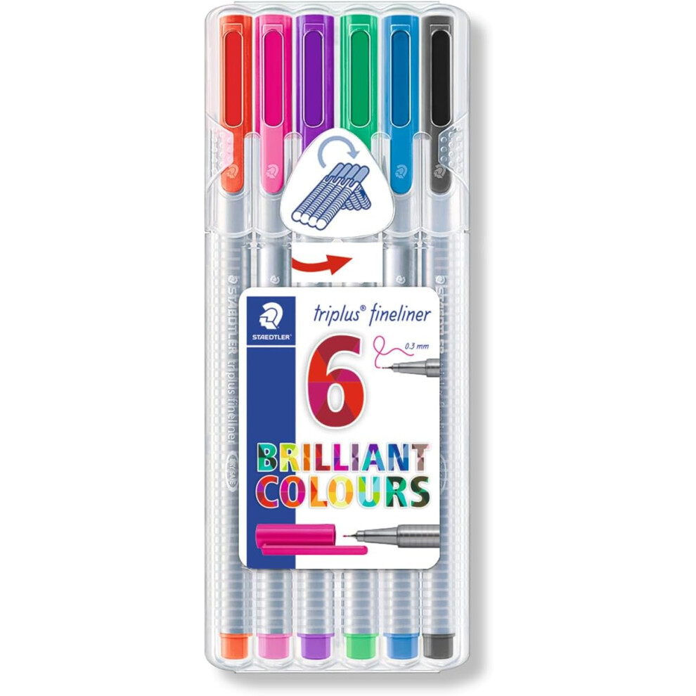 Staedtler 334 Triplus Fineliner Pens - 0.3Mm - Wallet Of 6 Colours