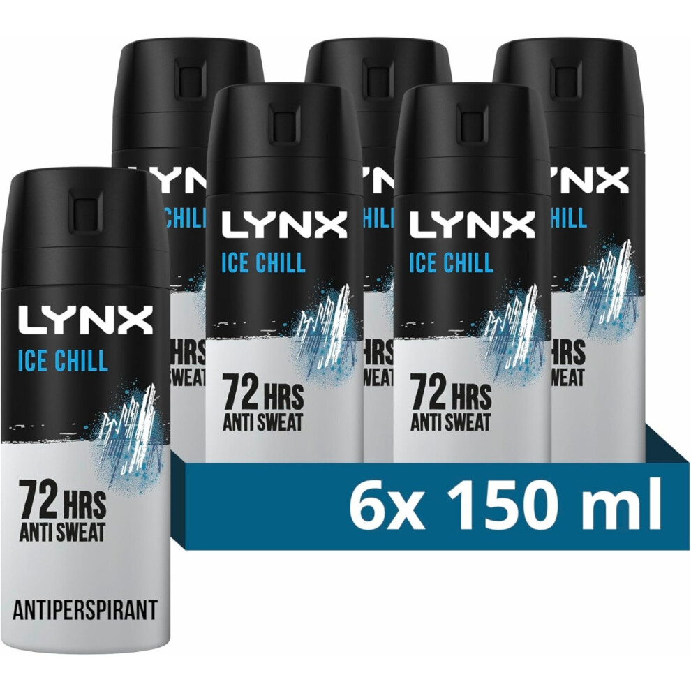 6 x Lynx 72hrs Anti Sweat Anti-Perspirant Body Spray 150ml - Ice Chill-image-OPC-PG77VVR-NEW