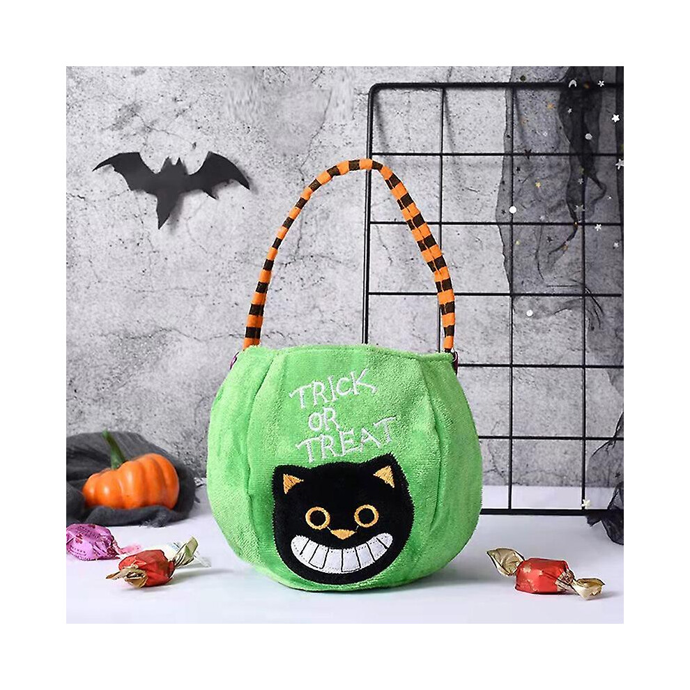() 2022 Halloween Candy Bag Haloween Pumpkin Witch Cat Handbag Trick Or Treat Green/Black