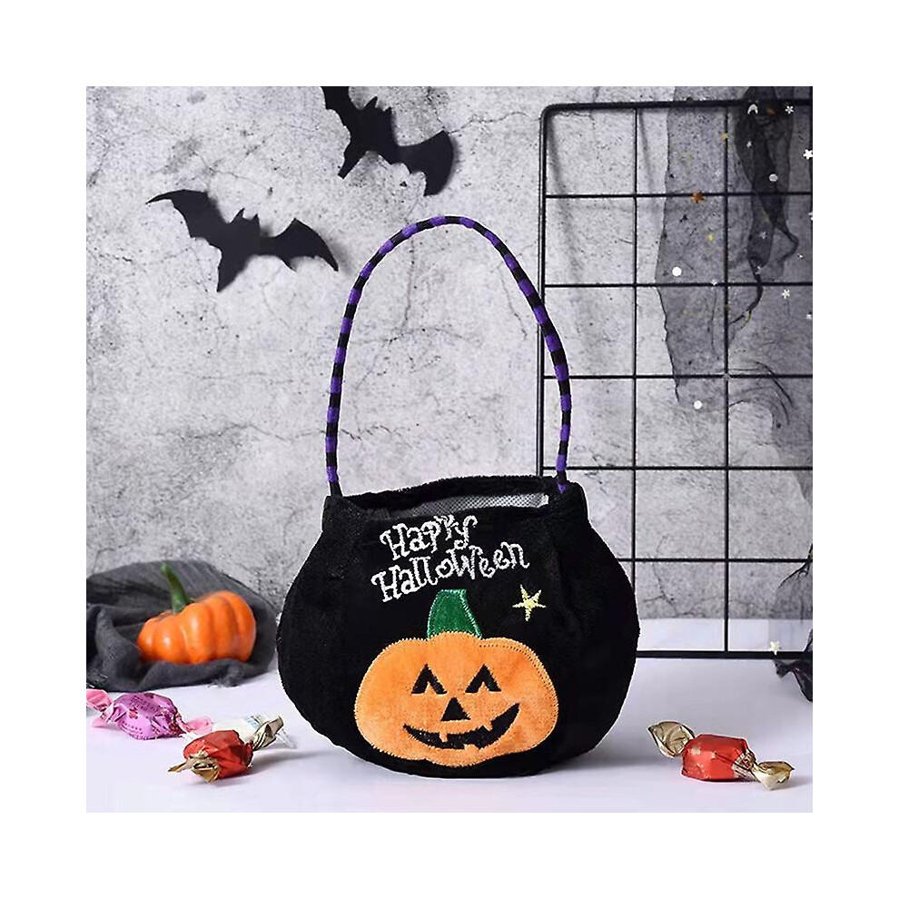 (Black) 2022 Halloween Candy Bag Haloween Pumpkin Witch Cat Handbag Trick Or Treat Black