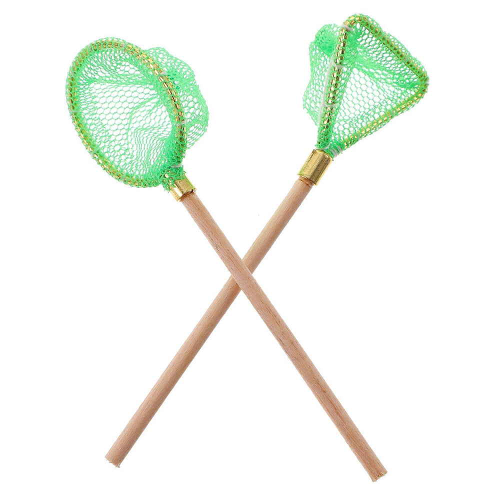 Kricely (As Show, One Size) 2Pcs Miniature Fishing Net Toy Fishing Net Kids Toy Tiny House Fishing Accessories