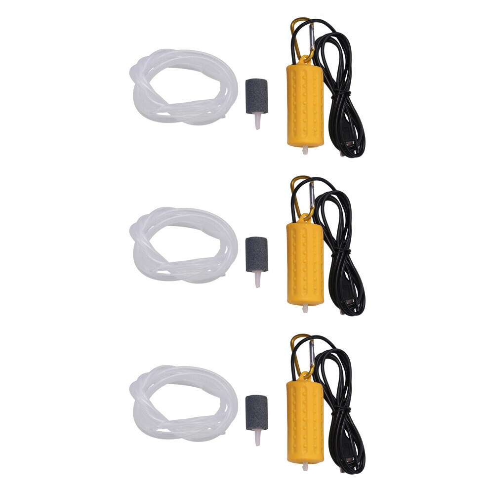 3X USB Mini Aeration Pump Air Pump Aquarium Aerator Ultra Quiet Mini Fish Tank Go Fishing Oxygen Pump Yellow