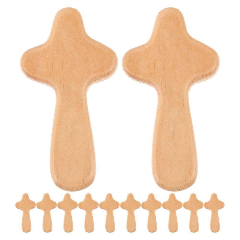 Kricely (As Shown, One Size) 12Pcs Miniature Wooden Hand Cross Prayer Holding Wooden Cross Mini Prayer Cross