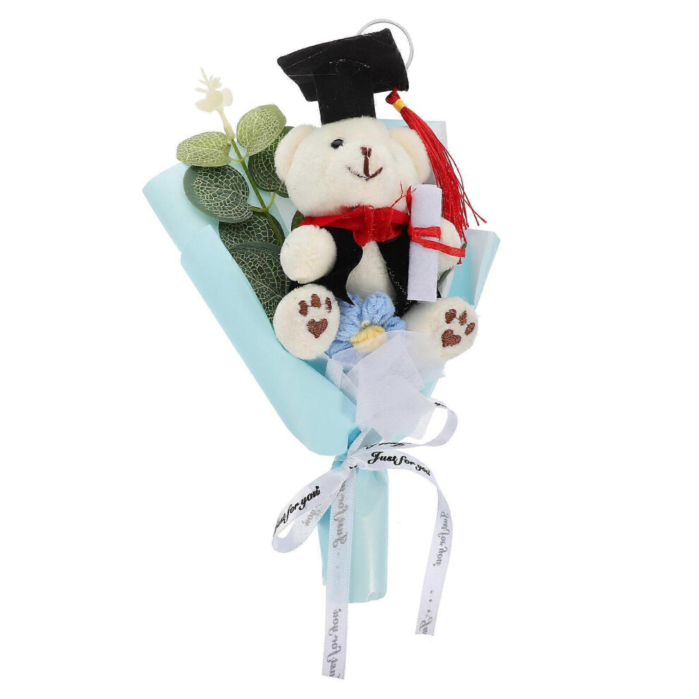 Kricely Pink (, One Size) Graduation Bear Doll Bouquet Grad Cap Bear Fake Knitted Flower Bear Doll Bouquet