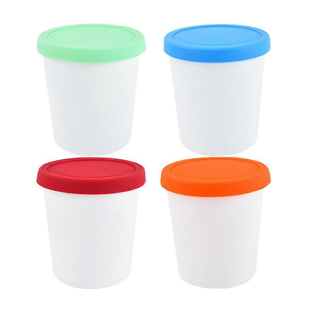 Kricely Cream (As Show, One Size) 4Pcs Ice Storage Container Reusable Round Dessert Cups Ice Containers
