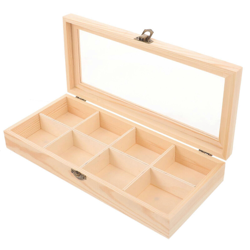 Kricely (As Show, One Size) Desktop 8-Compartment Storage Case Glass Window Multipurpose Tea Bag Container