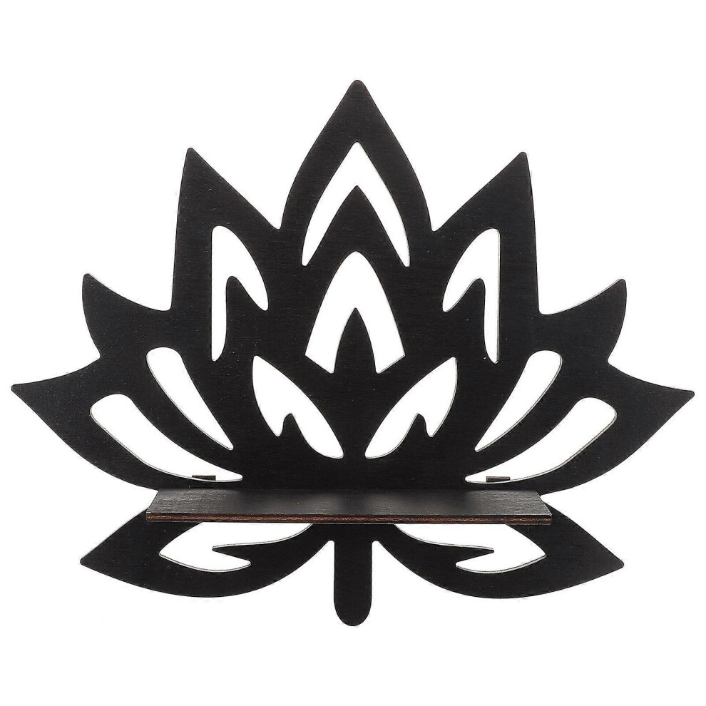 Kricely (As Show, One Size) Wooden Lotus Flower Floating Shelf Crystal Shelf For Display Wall-Mounted Wooden Floating Shelf