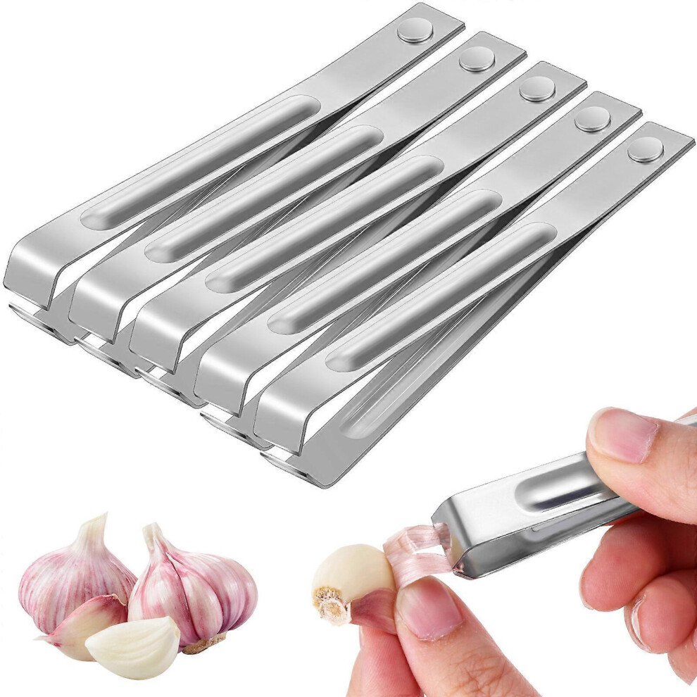 Kricely (As Show, One Size) 6 Pcs Garlic Peelers Garlic Tweezers Garlic Peeling Tweezers Garlic Skin Remover Stainless Steel Garlic Peeler