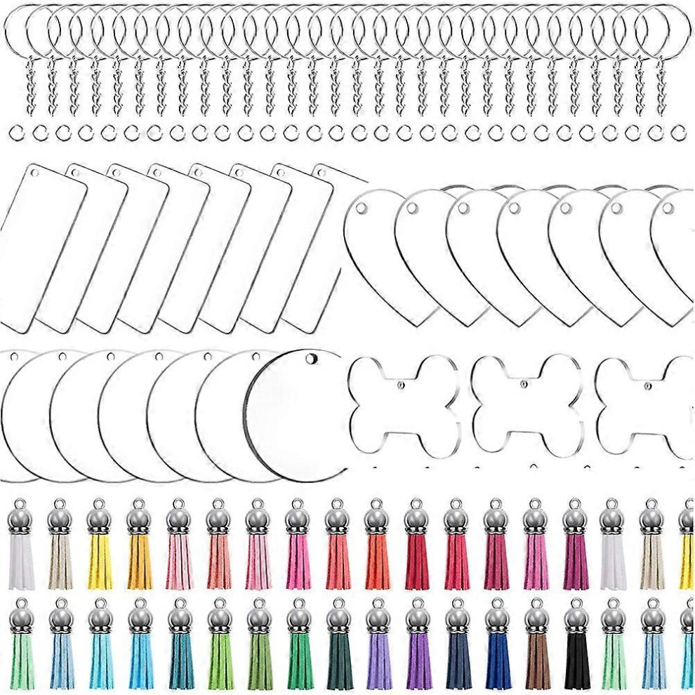 Kricely (As Show, One Size) 1 Set Diy Blank Acrylic Pendant Key Ring Set Diy Handmade Key Pendant Supply