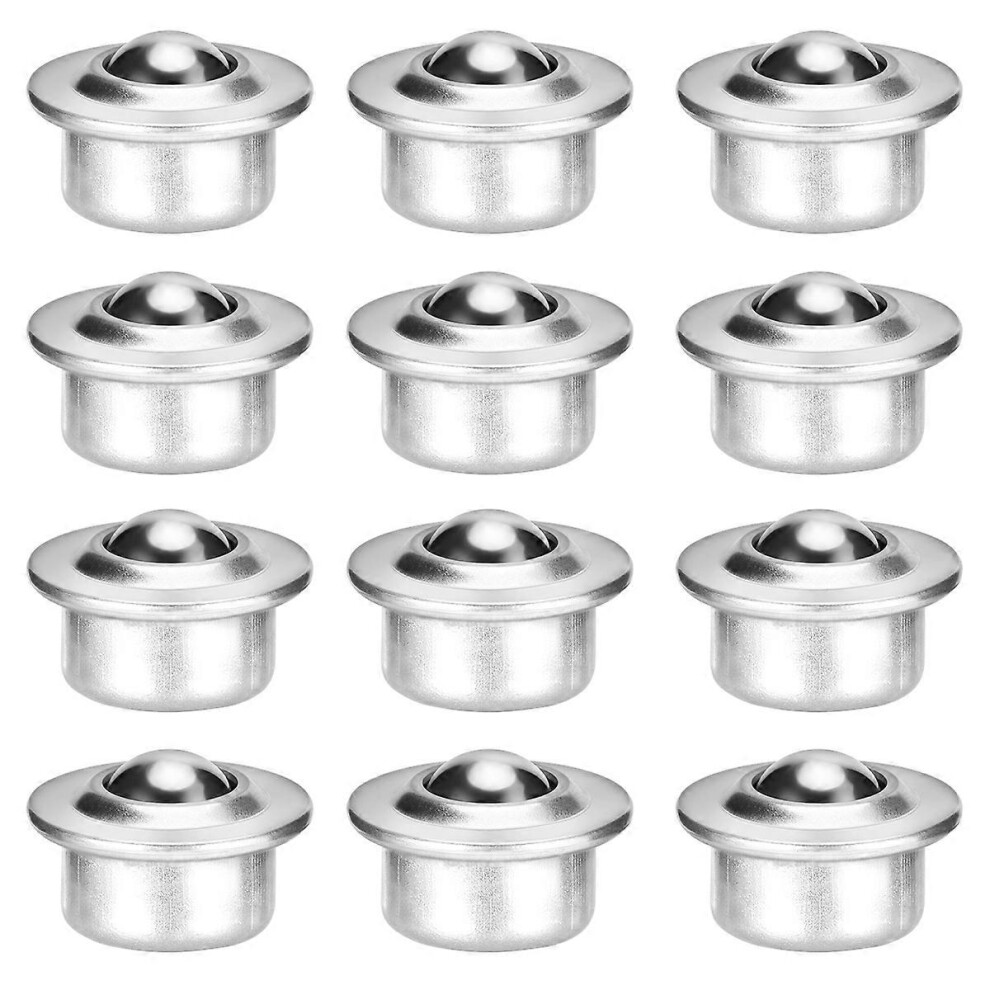 Kricely (As Show, One Size) 12Pcs Stainless Steel Universal Base Metal Ball Bearing Casters Mounted Bearing Transfer Bearings (Silver)