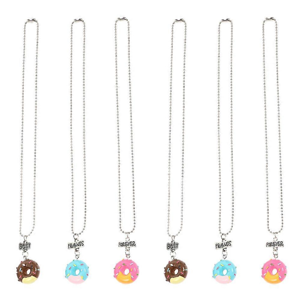 Kricely (As Show, One Size) 6Pcs Delicate Friend Necklaces Decorative Best Friend Necklaces Plastic Donut Necklaces
