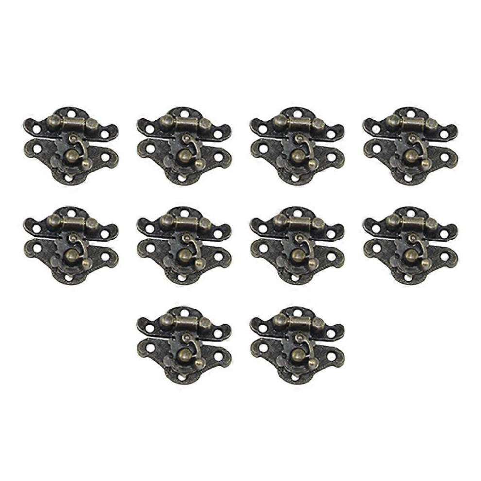 Kricely (As Show, One Size) 10Pcs Antique Hasps Alloy Clip Clasp Embossing Decorative Lock Catch Wood Box Latches For Jewelry Trinket Box Suitcase Size Xxs